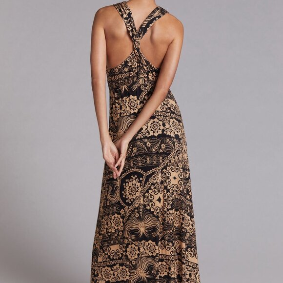033 By Anthropologie Twist Back Bohemian Brushed Jersey Maxi Dress Size Small - Picture 4 of 12